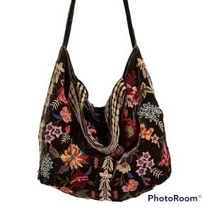 Johnny Was TALINE VELVETEEN Tote Crossbody Brown Velvet Bag Handbag